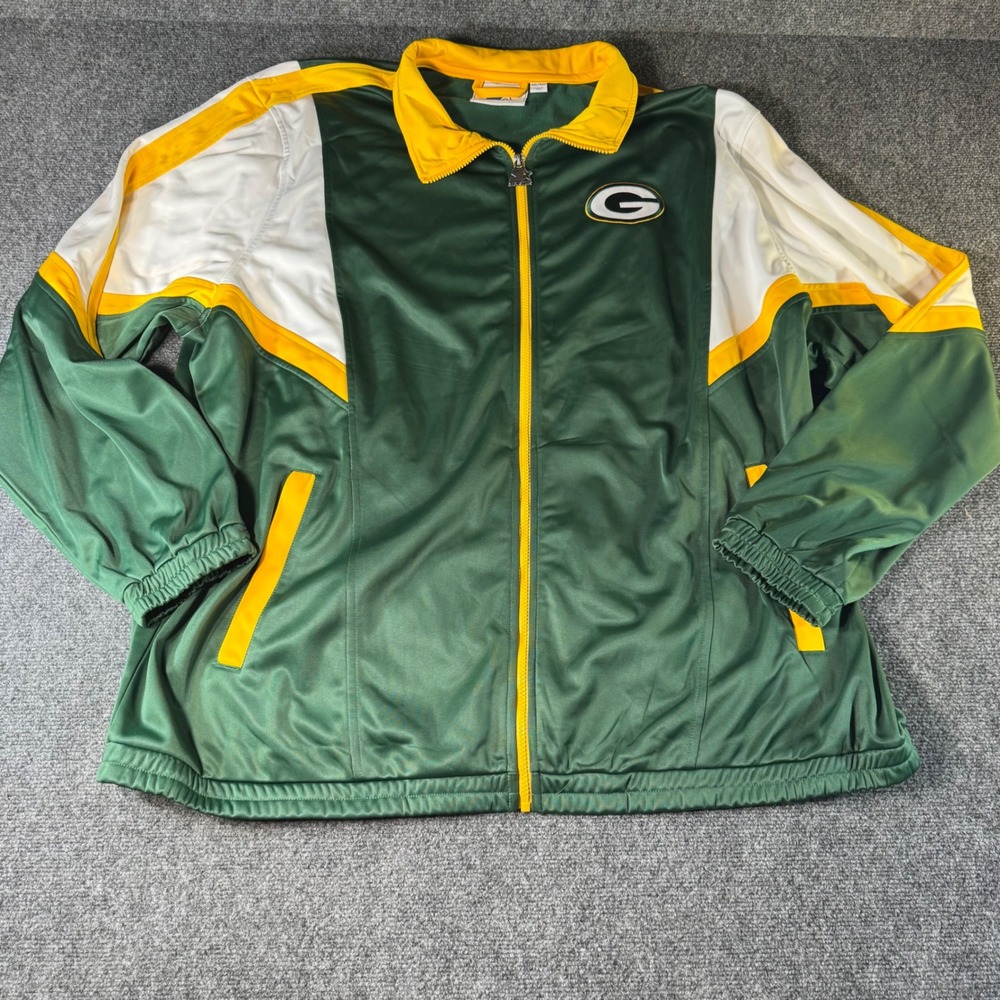 Starter Green Bay Packers Track Jacket Mens 4XL Full Zip Green Gold NFL G-III